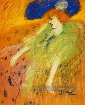 Femme au chapeau bleu 1901 cubiste Pablo Picasso Peinture à l'huile